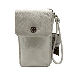Giani Bernini White Softy Leather Tech Crossbody Bag